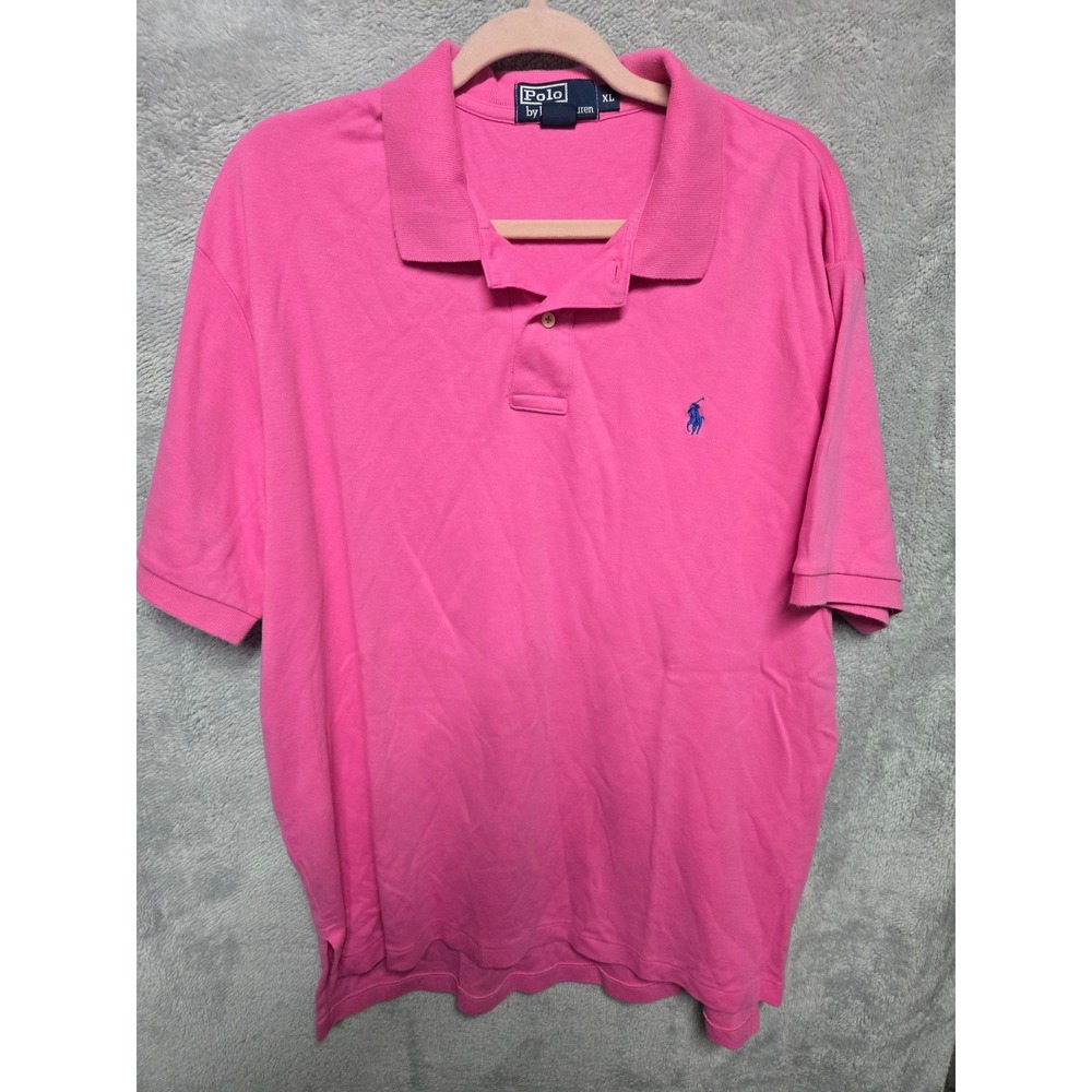 Polo Ralph Lauren Mens XL Pink Short Sleeve Cotton Pique Pony Logo Polo Shirt